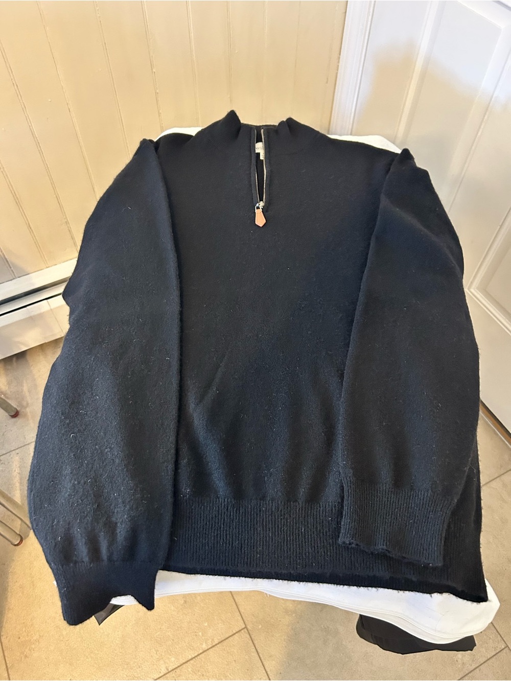 Williams Woman’s Black 100% Cashmere Quarter-Zip Sweater Size XL